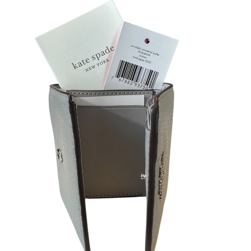 NWT Kate Spade Small Trifold Wallet Nimbus Grey - Picture 5 of 8